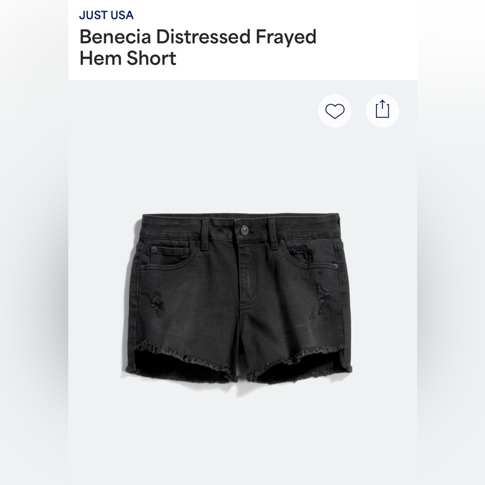 Just USA Black Distressed Jean Shorts